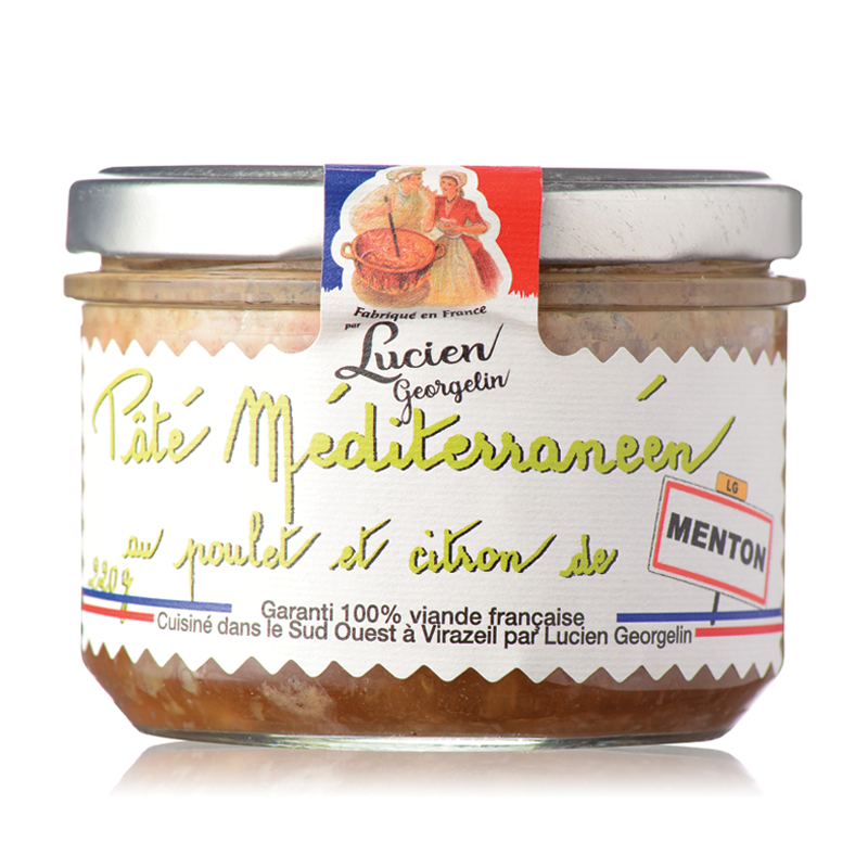 Pâté Méditerranéen au poulet et au citron de menton - 220g - Lucien Georgelin