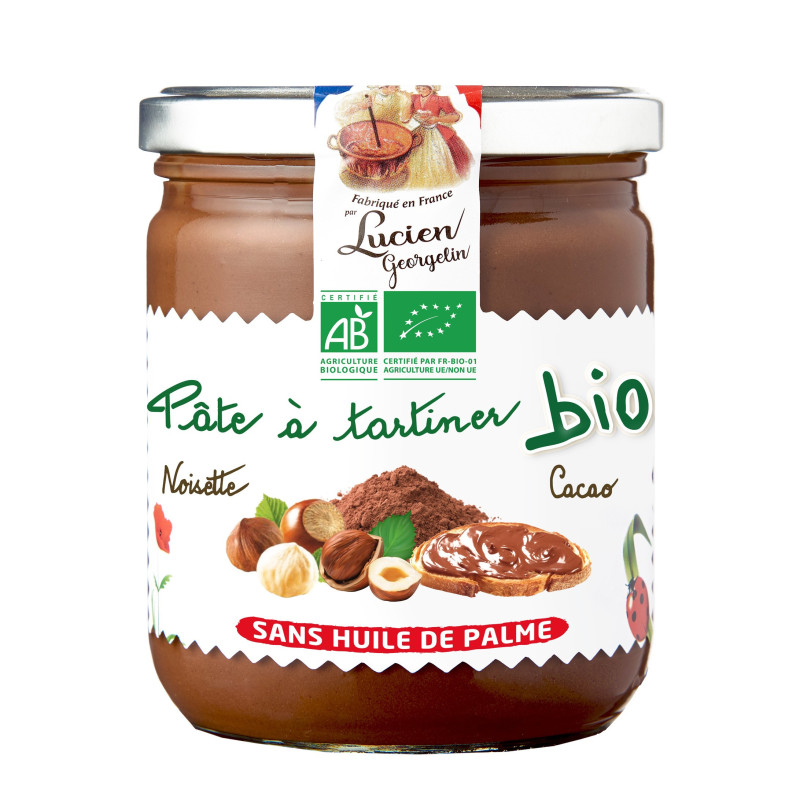 PÂTE A TARTINER BIO AUX NOISETTES ET CACAO - 400G - Lucien Georgelin