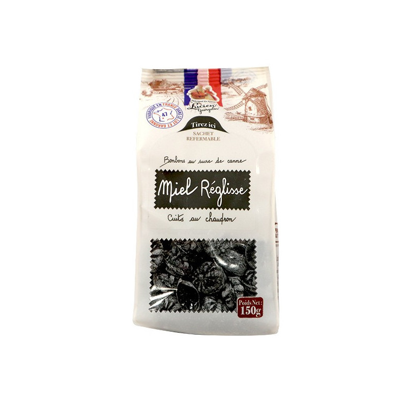 LES BONBONS AU MIEL ET A LA REGLISSE - 150g - EN SACHET REFERMABLE - Lucien Georgelin