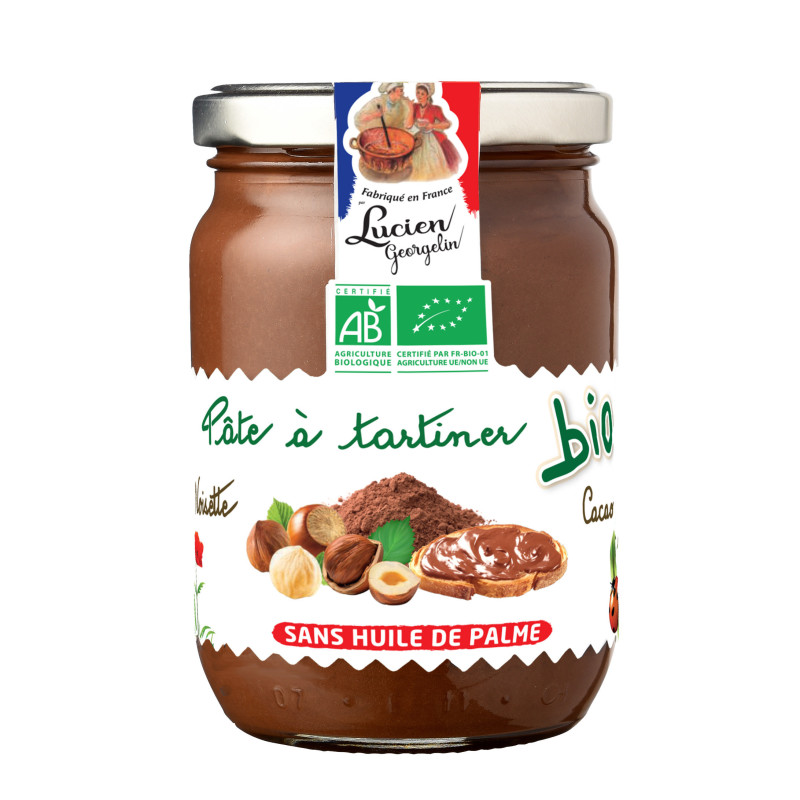 PÂTE A TARTINER BIO AUX NOISETTES ET CACAO - 280G - Lucien Georgelin