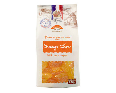 LES BONBONS A L'ORANGE ET AU CITRON - 150g - EN SACHET REFERMABLE - Lucien Georgelin