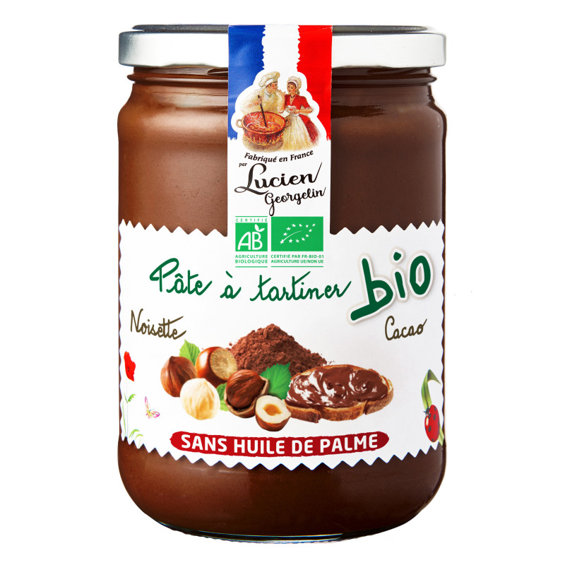 PÂTE A TARTINER BIO AUX NOISETTES ET CACAO - 600G - Lucien Georgelin