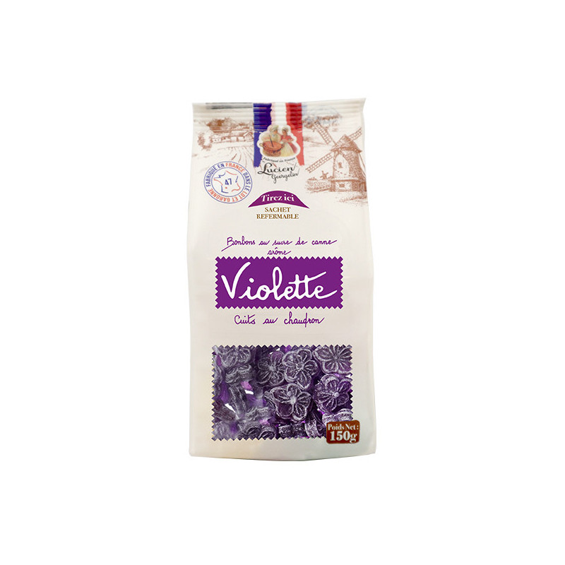 LES BONBONS A LA VIOLETTE - 150g - EN SACHET REFERMABLE - Lucien Georgelin