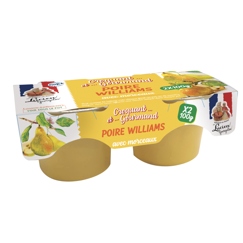 Williams pear - Crunchy and gourmet dessert - 2x100g - Lucien Georgelin