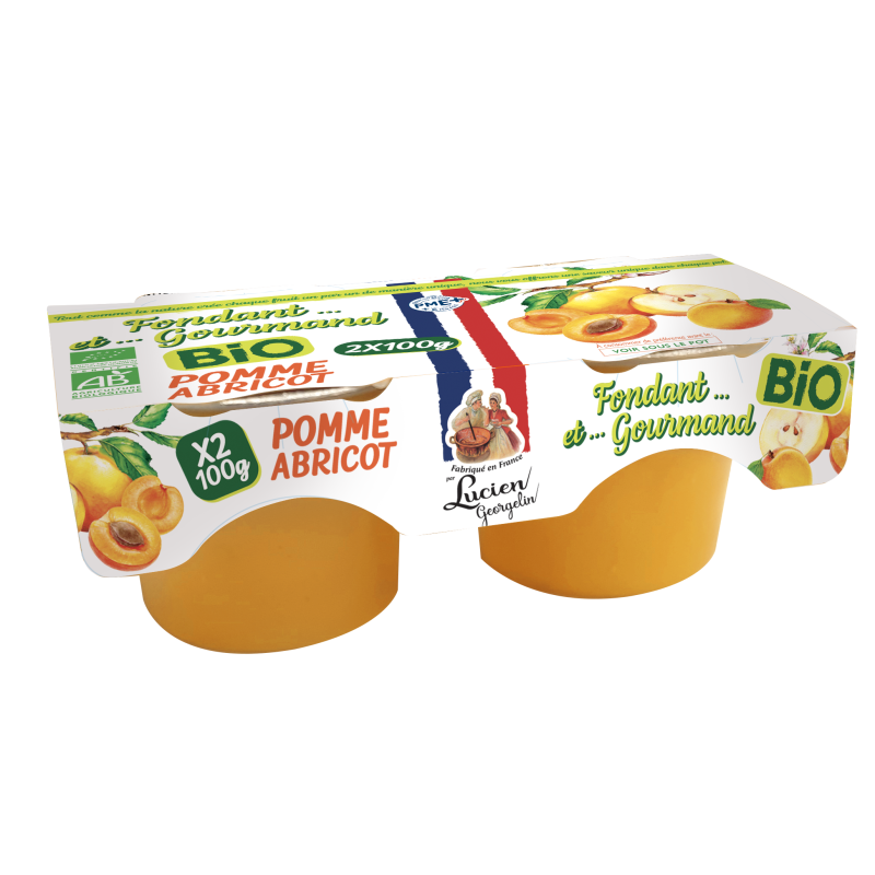 DESSERT DE POMME ABRICOT - FONDANT ET GOURMAND BIO - 2X100G - Lucien Georgelin