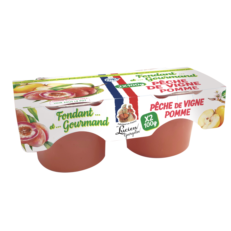 Grapevine peach and apple dessert - Soft and Gourmet - 2x100g - Lucien Georgelin  