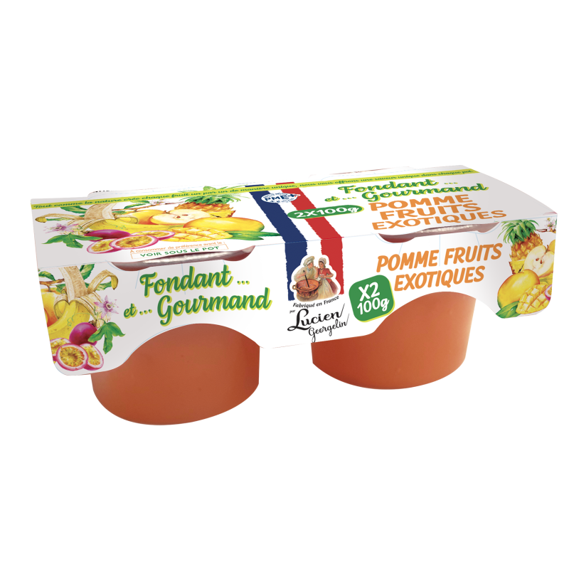 DESSERT DE POMME FRUITS EXOTIQUES - FONDANT ET GOURMAND - 2X100G - Lucien Georgelin