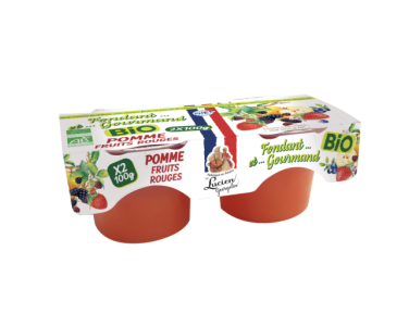 Apple and red fruit dessert - organic soft and gourmet - 2x100g - Lucien Georgelin