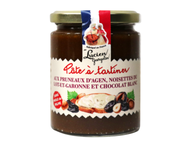 PÂTE A TARTINER AUX PRUNEAUX D'AGEN, NOISETTES DU LOT-ET-GARONNE ET CHOCOLAT BLANC - 320G - Lucien Georgelin