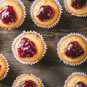 Muffin au miel et cœur confiture