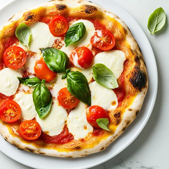 Pizza tomate, mozzarella et basilic
